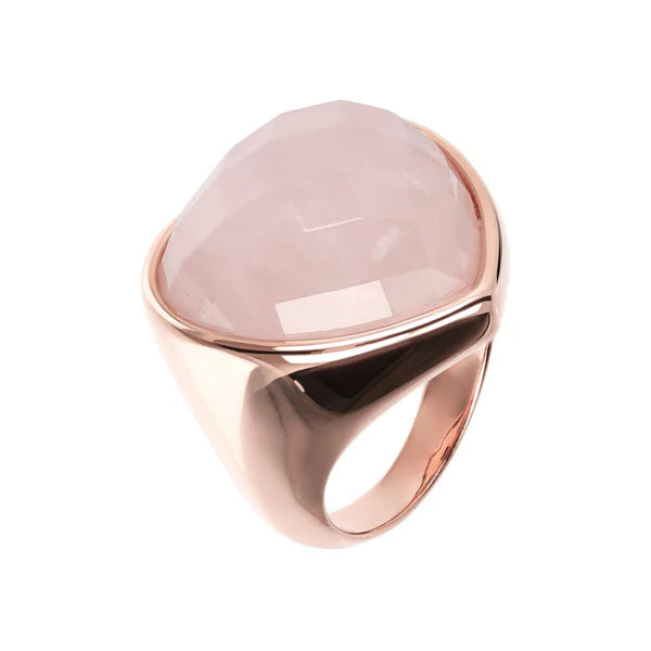 Natural Rose Quartz Heart Ring