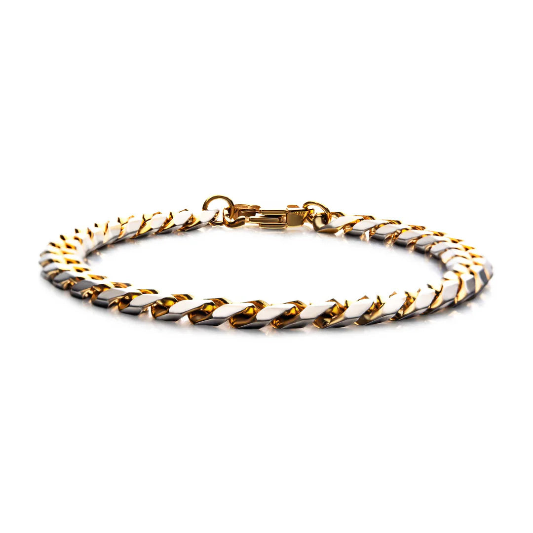 Stainless Steel Gold 8mm Curb Chain with Lobster Bracelet