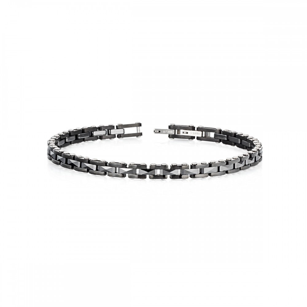 Black Polished and Satin Stainless Steel Bracelet