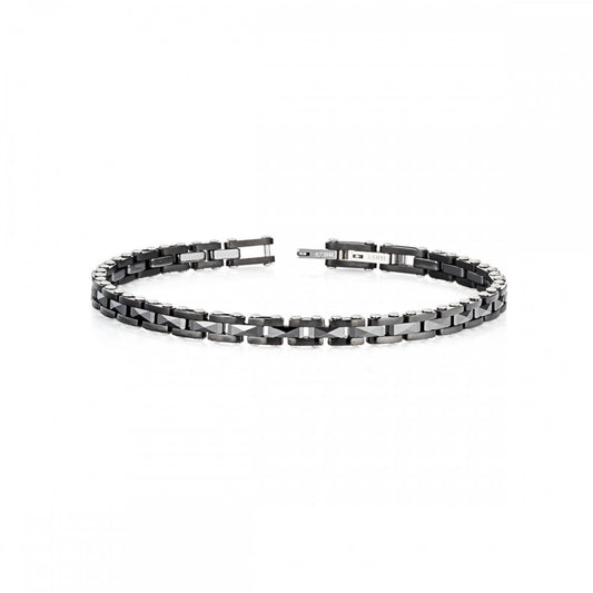 Black Polished and Satin Stainless Steel Bracelet