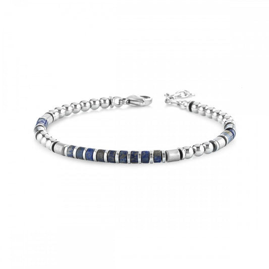 Stainless Steel Blue Beaded Bracelet