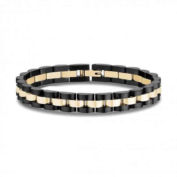 Stainless Steel Two Tone Dome Link Bracelet