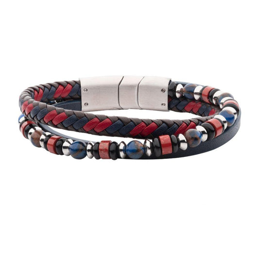 Multicolor Leather & Agate Stone Multi-Strand Bracelet