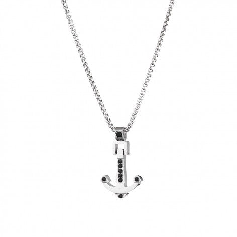 Stainless Steel Box Chain & Anchor Pendant