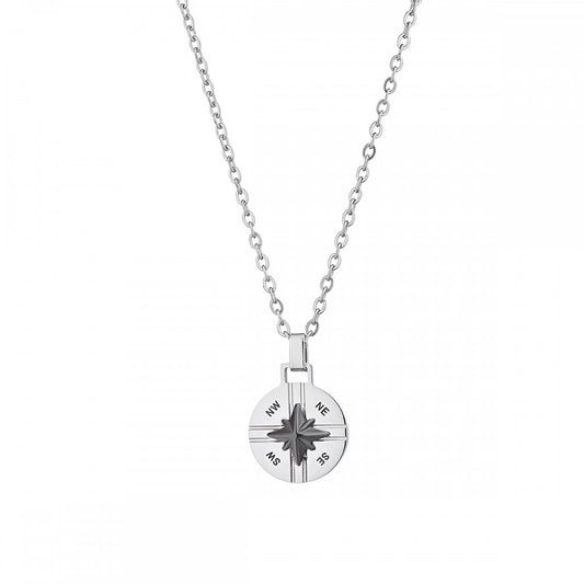 Compass Steel Chain Necklace