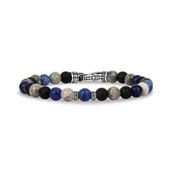 Stainless Steel Tricolor Stone Beaded Bracelet