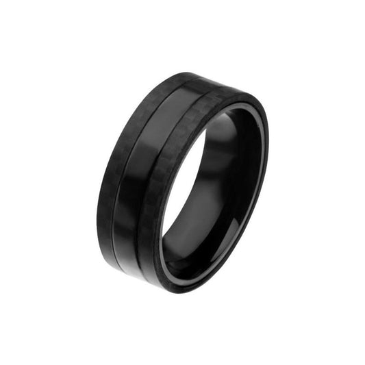 Black Stainless Steel and Carbon Fiber Detail Band