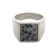 Stainless Steel with Snowflake Stone Ring