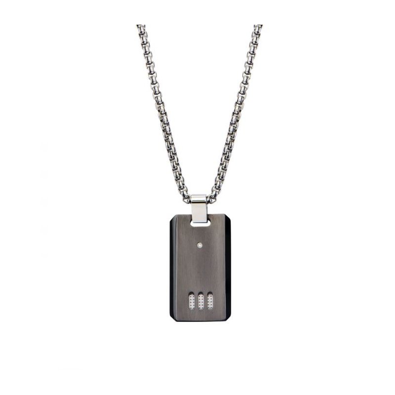 2.5mm Link Necklace with a Gun Metal Finish Dog Tag Pendant