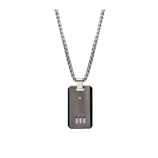 2.5mm Link Necklace with a Gun Metal Finish Dog Tag Pendant