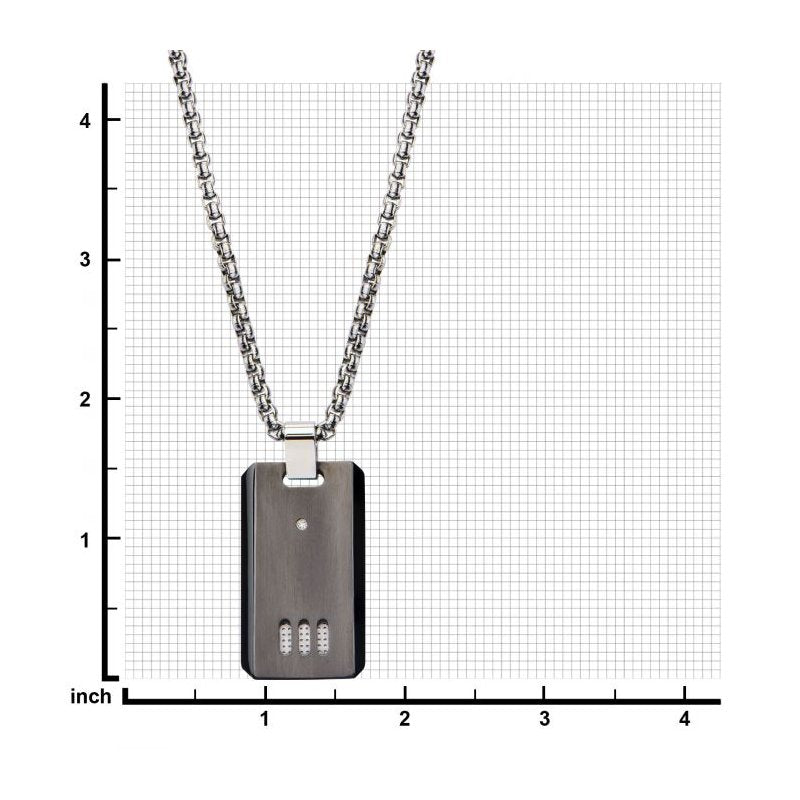 2.5mm Link Necklace with a Gun Metal Finish Dog Tag Pendant