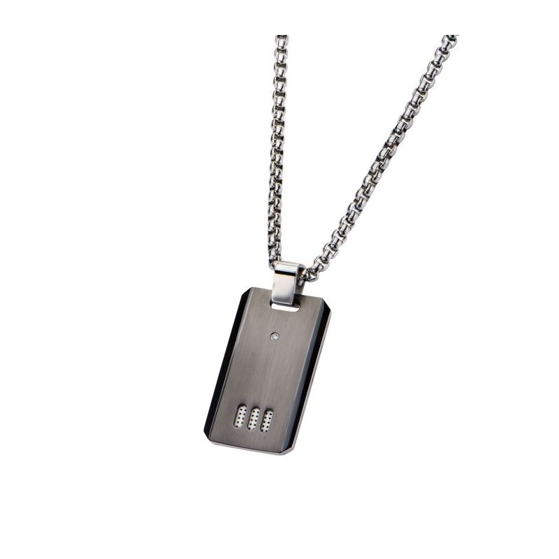 2.5mm Link Necklace with a Gun Metal Finish Dog Tag Pendant