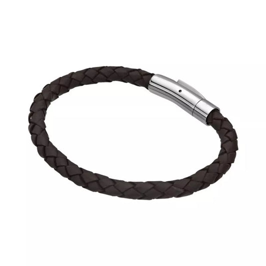 Dark Brown Braided Leather Bracelet