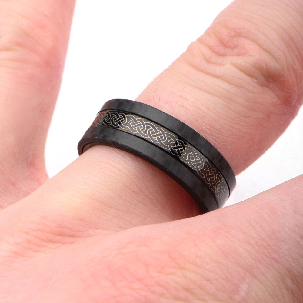 Black Carbon Fiber Stainless Steel Band