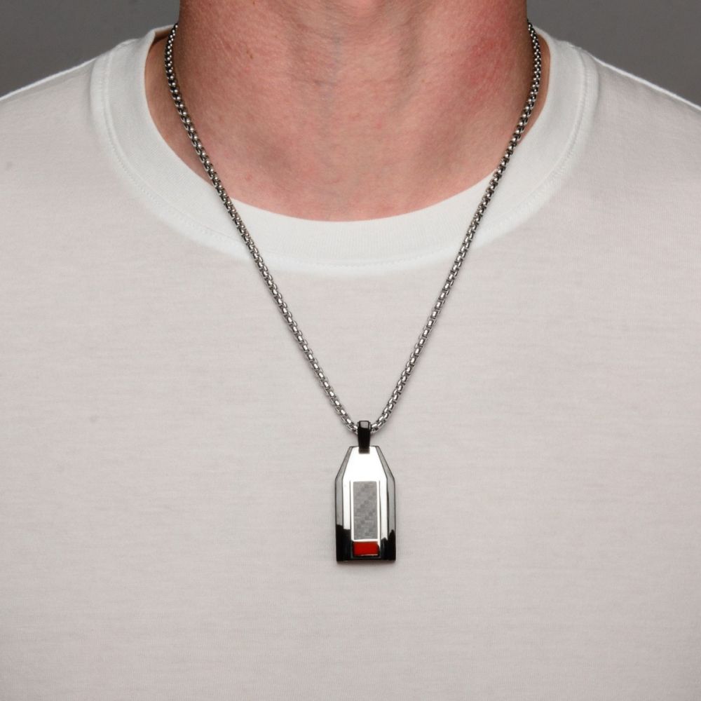 3.5mm Box Necklace with a Steel and Carbon Fiber Pendant