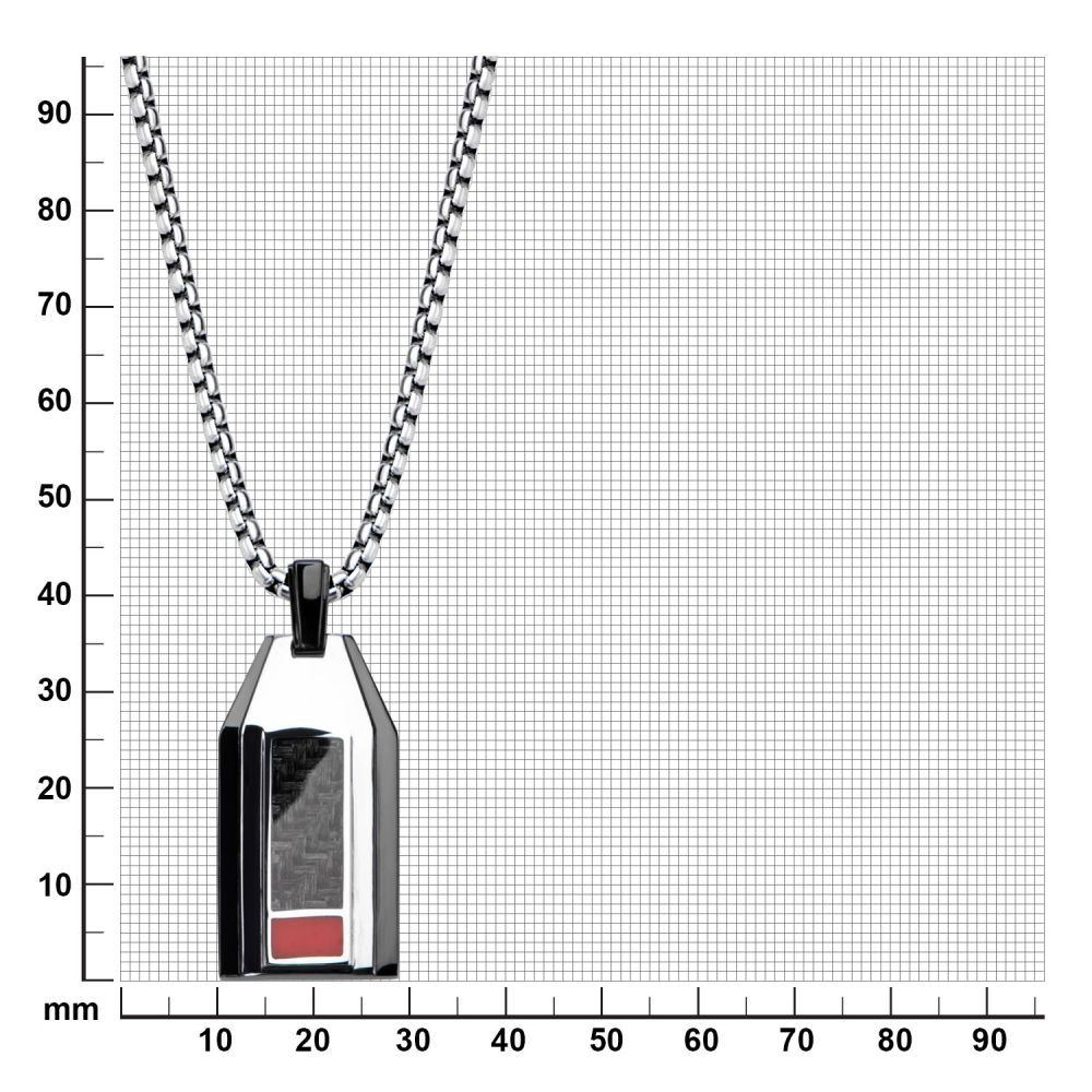 3.5mm Box Necklace with a Steel and Carbon Fiber Pendant