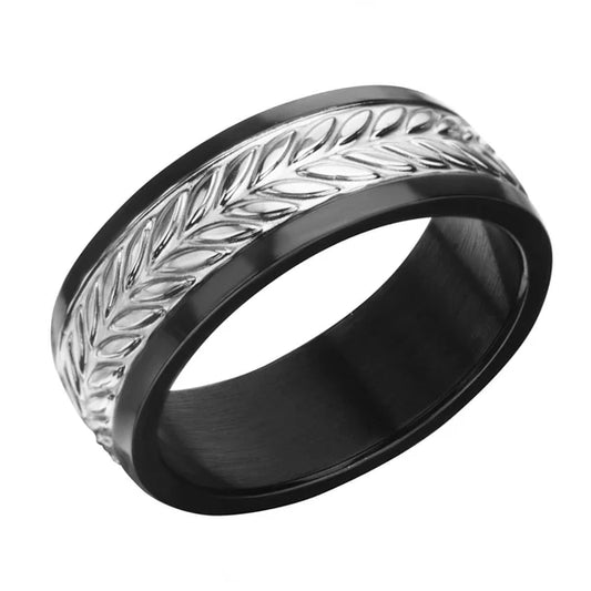 Stainless Steel Leaf Patterned Ring