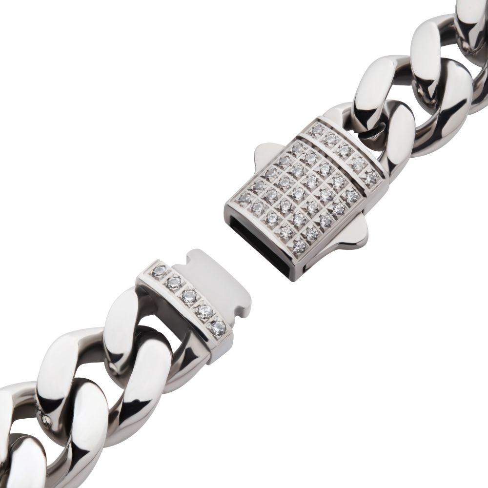 Silver Stainless Steel Miami Cuban Bracelet