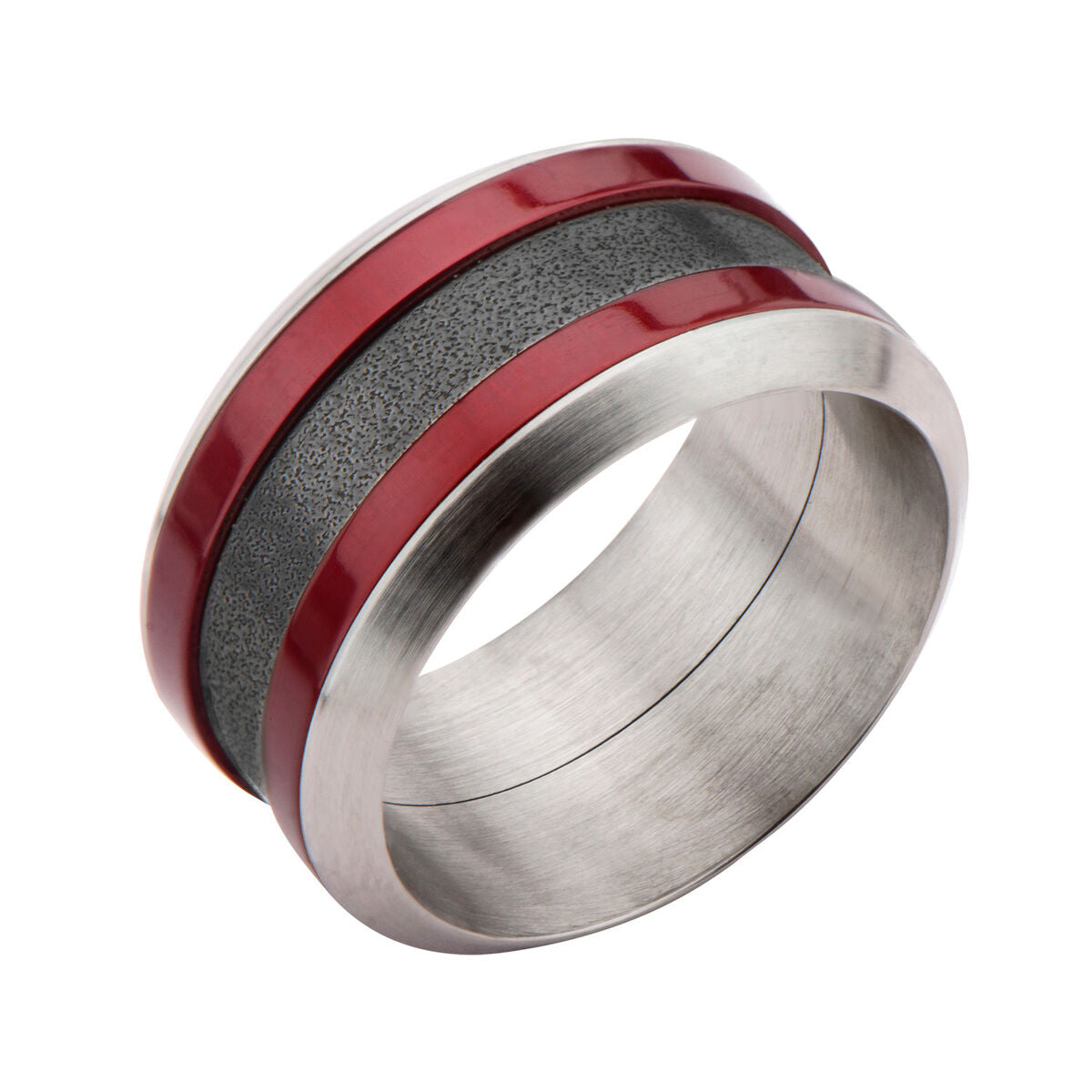 Stainless Steel Dark Crimson Red Black Ring