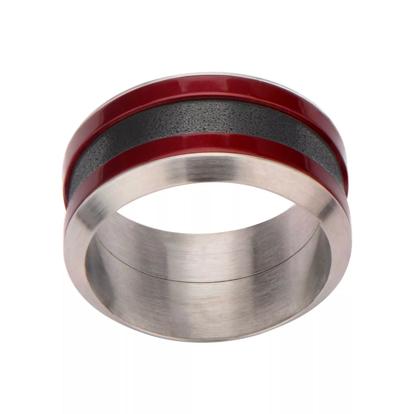 Stainless Steel Dark Crimson Red Black Ring